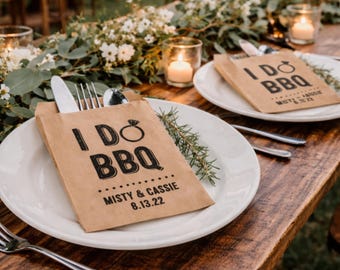 Wedding Utensil Bags, Wedding Flatware Holders, Utensil Holder Bags, I Do BBQ Bags, BBQ Rehearsal Dinner, Wedding Reception Favors