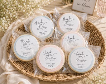 Baby Shower Cookie Favor Bag Sticker Labels, Thank you Labels, Clear Baby Shower Favor Bag Printed Labels, DIY Baby Shower Favor