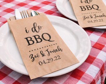 Utensil Holders Wedding | Engagement Barbecue | I Do BBQ | Barn Wedding Favor Bags | Rustic Wedding Decor