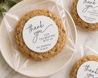 Wedding Cookie Favor Bag Sticker Labels, Thank you Labels, Clear Wedding Favor Bag Printed Labels, DIY Wedding Favor