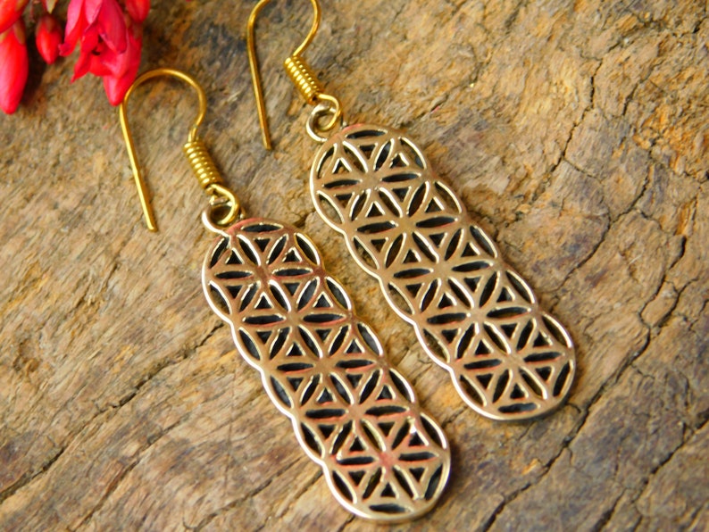 Nature Inspired Dangle Earrings Drop Earrings,Brass Earrings Brass Leaf Earrings Mandala Drop Earrings Boho Style Handmade.