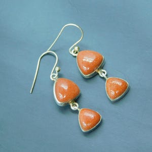 Handmade Sun Shine Stone Earrings With 925 Sterling Silver Earrings – Romantic Minimalist Jewelry