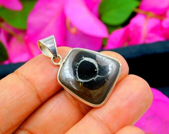 Colgante de ágata marroquí con grietas de barro – Collar de plata de ley 925 con piedras preciosas
