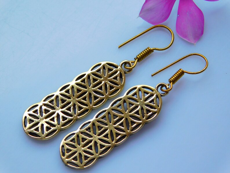Nature Inspired Dangle Earrings Drop Earrings,Brass Earrings Brass Leaf Earrings Mandala Drop Earrings Boho Style Handmade.