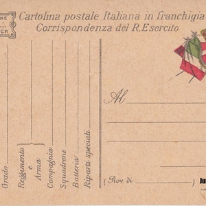 Cartolina militare in franchigia, Esercito Italiano, Prima Guerra Mondiale