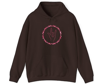 Unisex Hoodie Sweatshirt, Sign Language 'I Love You' , ASL Heart Hands, Valentine's Day Gift, Deaf Awareness