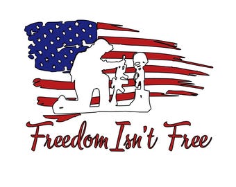 Freedom isn’t Free, American flag and US soldier, USA patriot, independence, 1776, US military, veteran vinyl decal
