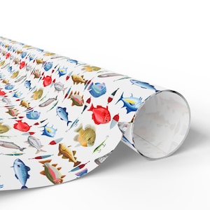 Fish and bobbers Gift Wrap Papers, wrapping paper, fun fishing gift wrap, unique birthday wrap papers