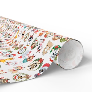 Christmas baby animals, children&#39;s wrapping paper, gift wrap paper, baby&#39;s first Christmas, cute holiday gift wrap