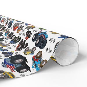 Gift Wrap Papers, wrapping paper - super fun monster trucks, fun boy or girl wrapping paper, unique gift wrap for kids image 2