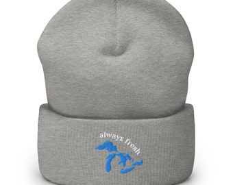 Cuffed Beanie featuring the beautiful Great Lakes, which is always fresh