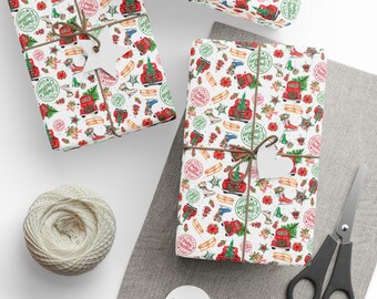 Vintage Christmas, Holiday Gift Wrap Papers, wrapping paper, rustic red truck, Rustic Christmas, Happy Holidays, Merry Christmas