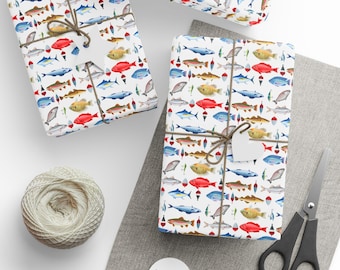 Fish and bobbers Gift Wrap Papers, wrapping paper, fun fishing gift wrap, unique birthday wrap papers