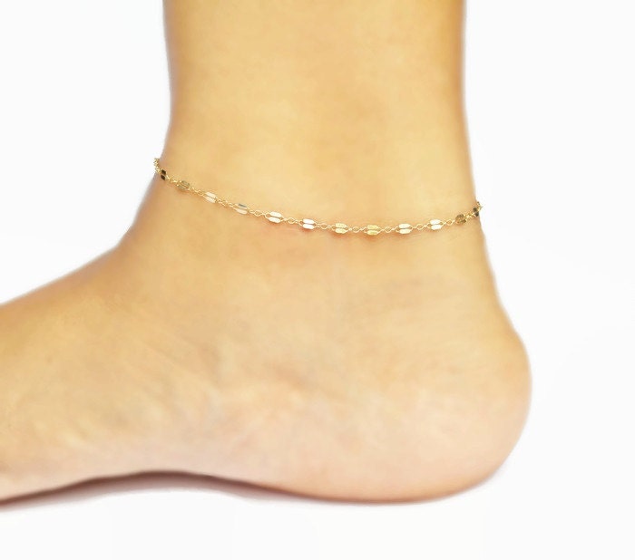Gold Anklet Simple Gold Anklet Chain Anklet 14k Gold Etsy