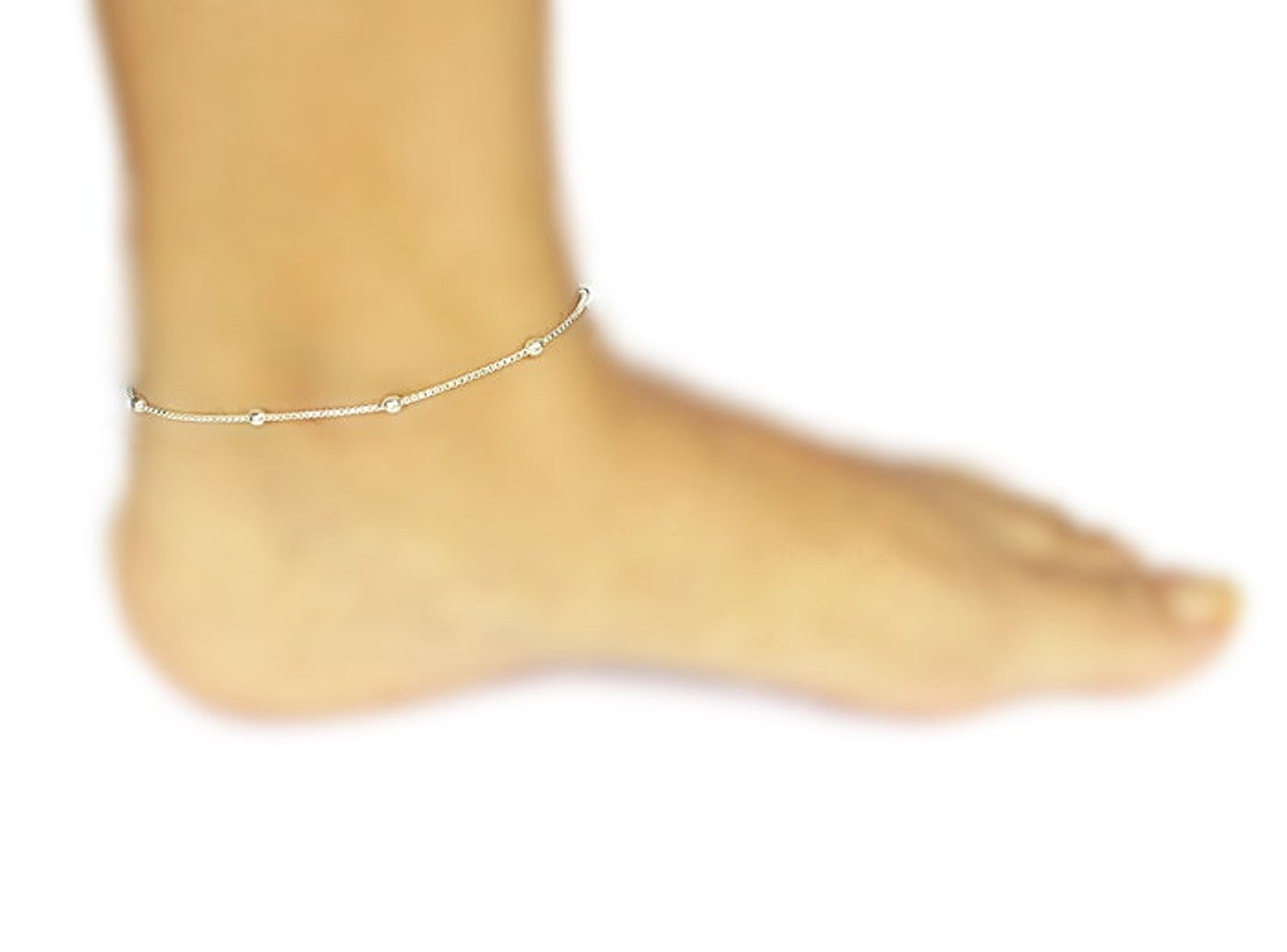 Silver Anklet Simple Silver Chain Anklet Box Chain Dainty Etsy