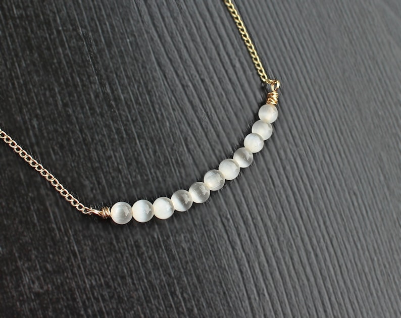 catseye bar necklace teen gifts gold bar necklace cute necklace stylish necklace gold filled necklace White Cats Eye Gold Necklace
