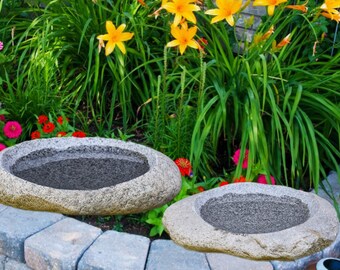 Handmade Natural Riverstone Bird Bath for Balcony, Patio, Garden or Yard