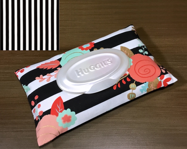 Striped Floral Wipe Case / Travel Wipes Case / Wipes Holder / Etsy