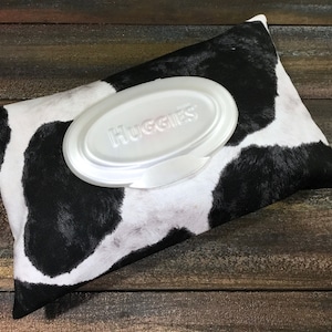 Black & White Cowhide Print Wipe Case / Travel Wipes Case / Wipes Case Cover  / Wipes Holder / Baby Wipes Case / Bag Wipes / Wet Wipes