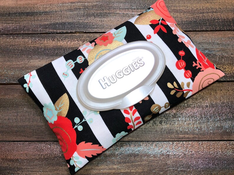 Striped Floral Wipe Case / Travel Wipes Case / Wipes Holder / Etsy