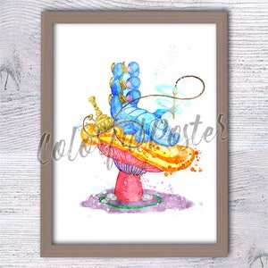 Alice poster Alice Caterpillar print Alice wall decor Alice in Wonderland poster Nursery art Alice watercolor V520
