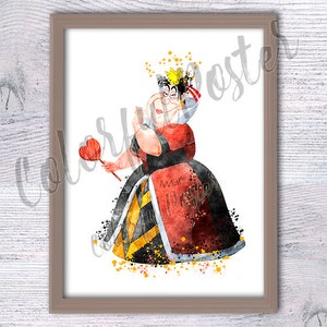 Queen of Hearts print schurk poster Alice wanddecor Alice in Wonderland Home decor kunst aan de muur kinderkamer decor verjaardagscadeau V326