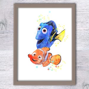 Finding Nemo print Finding Dory poster kinderkamer kunst badkamer muur decor Dory print verjaardagscadeau Nemo poster Home decor kunst aan de muur V21