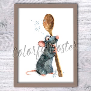Póster de Ratatouille Acuarela de Ratatouille Decoración de pared de Ratatouille Impresión de Ratatouille Arte para colgar en la pared Decoración de pared de cocina V508
