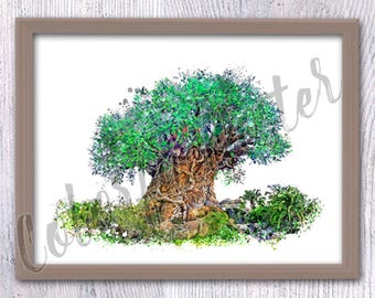 Animal Kingdom Print, Baum des Lebens Disney World Art, Kilimanjaro Safaris Wanddekor, Disney Park Fan Geschenk, Geburtstagsgeschenk V675