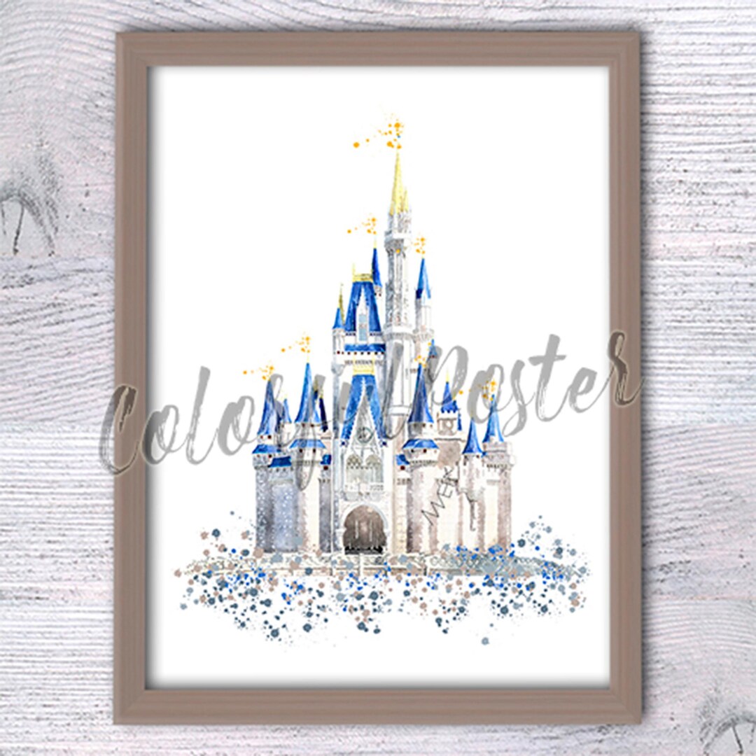 Disney Castle Watercolor Print, Fairytale Nursery Wall Art, Magic ...