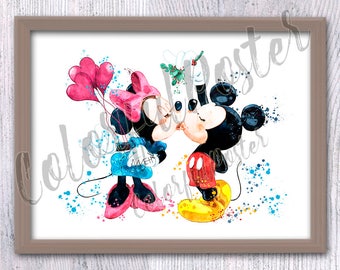 Mickey and Minnie Mouse poster  wall decor Nursery room decor  print Kids room wall decoration Baby shower gift V348