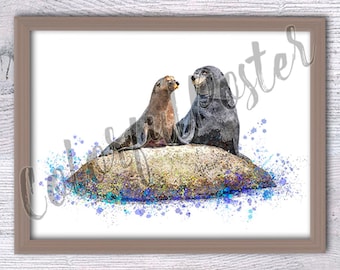 Póster de Gerald el león marino, lámina artística de Buscando a Dory, decoración de pared de Disney Pixar, bonito regalo de león marino, adorable póster de Gerald V206