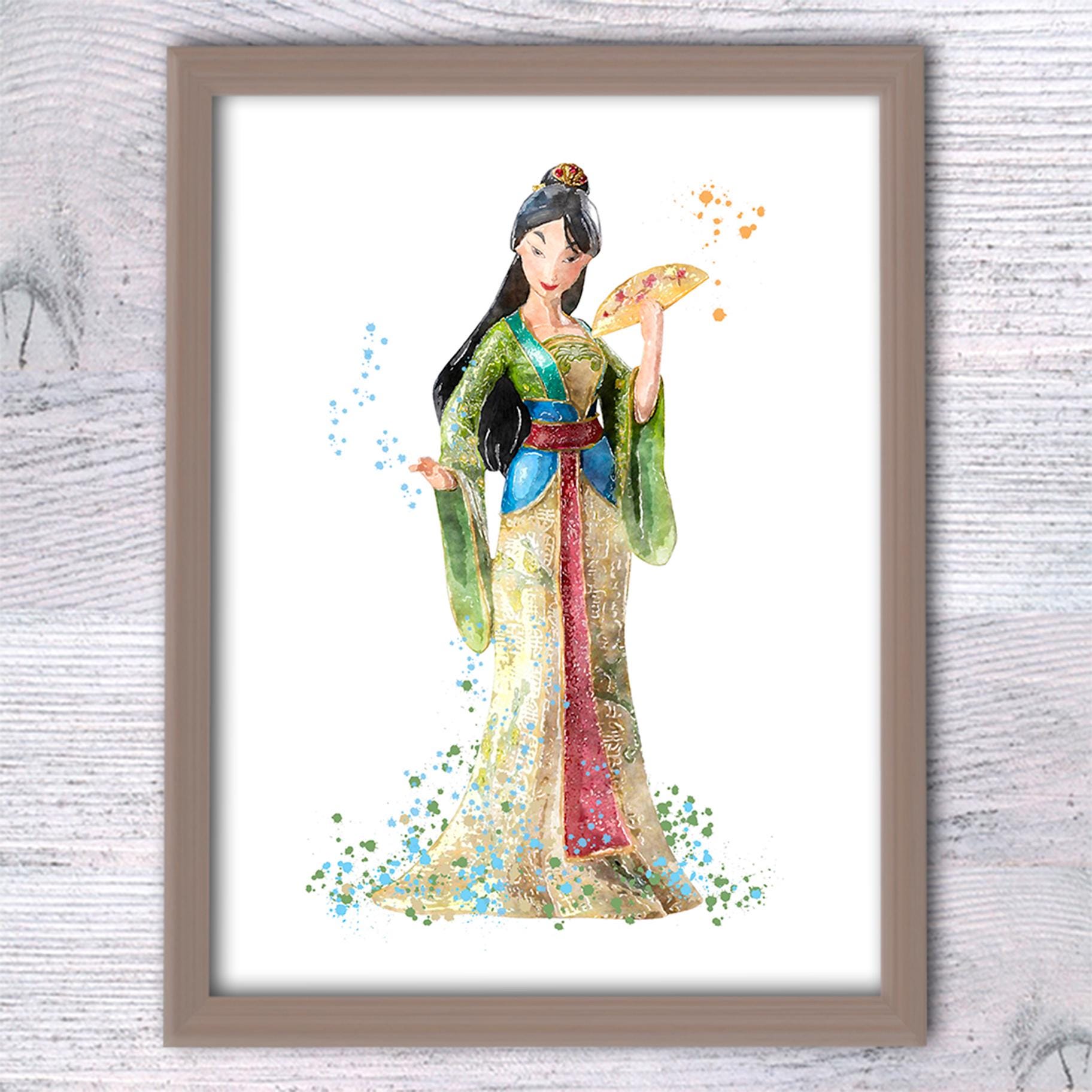 Mulan Print Princess Mulan Poster Princess Wall Decor Nursery Art Fairy ...