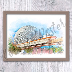 EPCOT Freizeitpark Epcot Plakat Disney Wanddekor Disney land Epcot Kunst Disney Print Disney Ikone V673
