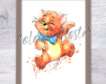 Lámina de Los Aristogatos de Toulouse, Arte mural de Los Aristogatos, Póster de gatos de Disney, Decoración infantil de Disney, Regalo para amantes de los gatos. Póster de Toulouse V854