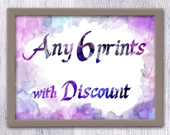 Any 6 prints Make your own set, Choose your prints, Print set with discount, Poster set, Custom set, set of 6, art set poster pack