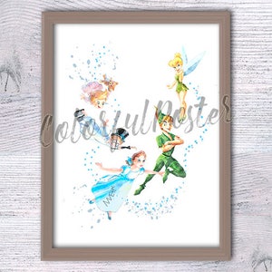 Peter Pan print Peter Pan poster Neverland wall decor Birthday gift Nursery art Lost Boys print Home decor Wall art Neverland poster V178