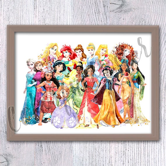 templado tapa muy agradable Princesa Disney impresiones Disney Cartel Todas las princesas - Etsy España