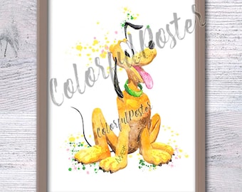 トレバー・カールトンによるディズニーキャラクター プルート 犬の絵画