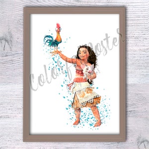 Póster de Moana, Moana y sus amigos, decoración de pared, arte de pared para habitación de niños, decoración de habitación infantil, colgante de pared, idea de regalo V441