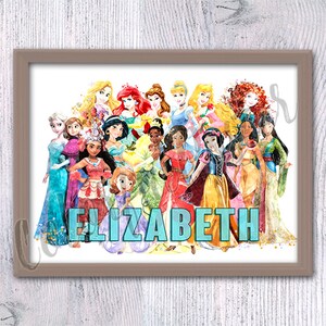 Custom princess name Personalized name poster Gift for her Personalized kid print Customized wall art Birthday gift Princess customized V683 image 4