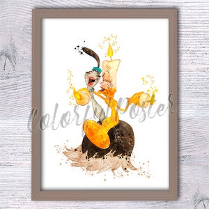 Póster de La Bella y la Bestia, Lumiere y Fifi, impresión, decoración del hogar, arte de pared para habitación infantil, regalo de cumpleaños, decoración infantil, acuarela Lumiere V539