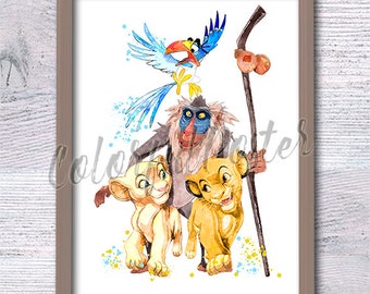 Lion King Lion King print  wall decor Lion King poster Kids room wall art  Playroom decoration Lion King art Nursery wall decor V564