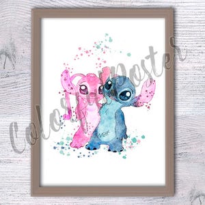 Stitch and Angel poster Ohana print Ohana family illustration Wall art Lilo and Stitch poster Nursery art Burthday gift Home decor V186