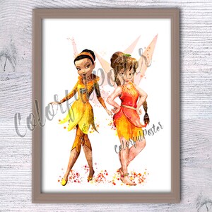 Iridessa and Fawn Fairy Print, Tinkerbell Nursery Decor V260
