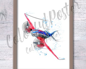 Bulldoggen Flugzeuge Poster Druck Planes Bordüren Bordüren Bordüren Bordüren Bordüren Aquarell Kinderzimmer Dekor V343
