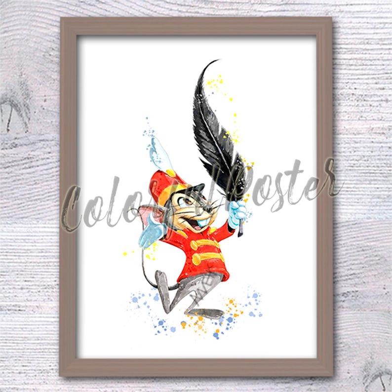 Dumbo Watercolor Print Set: Baby Room Wall Art V615 image 5