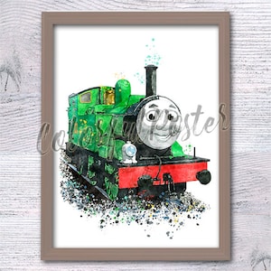 Oliver, la gran locomotora del oeste Decoración del hogar Thomas, la locomotora Arte infantil Acuarela de tren Regalo de cumpleaños Arte de pared Oliver, el tren V746