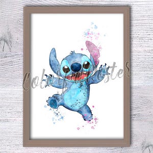 Impresión de Stitch, obra de Lilo y Stitch, impresión divertida de Stitch, impresión familiar de Ohana, regalo de cumpleaños, arte de pared, decoración del hogar, regalo para ella V497