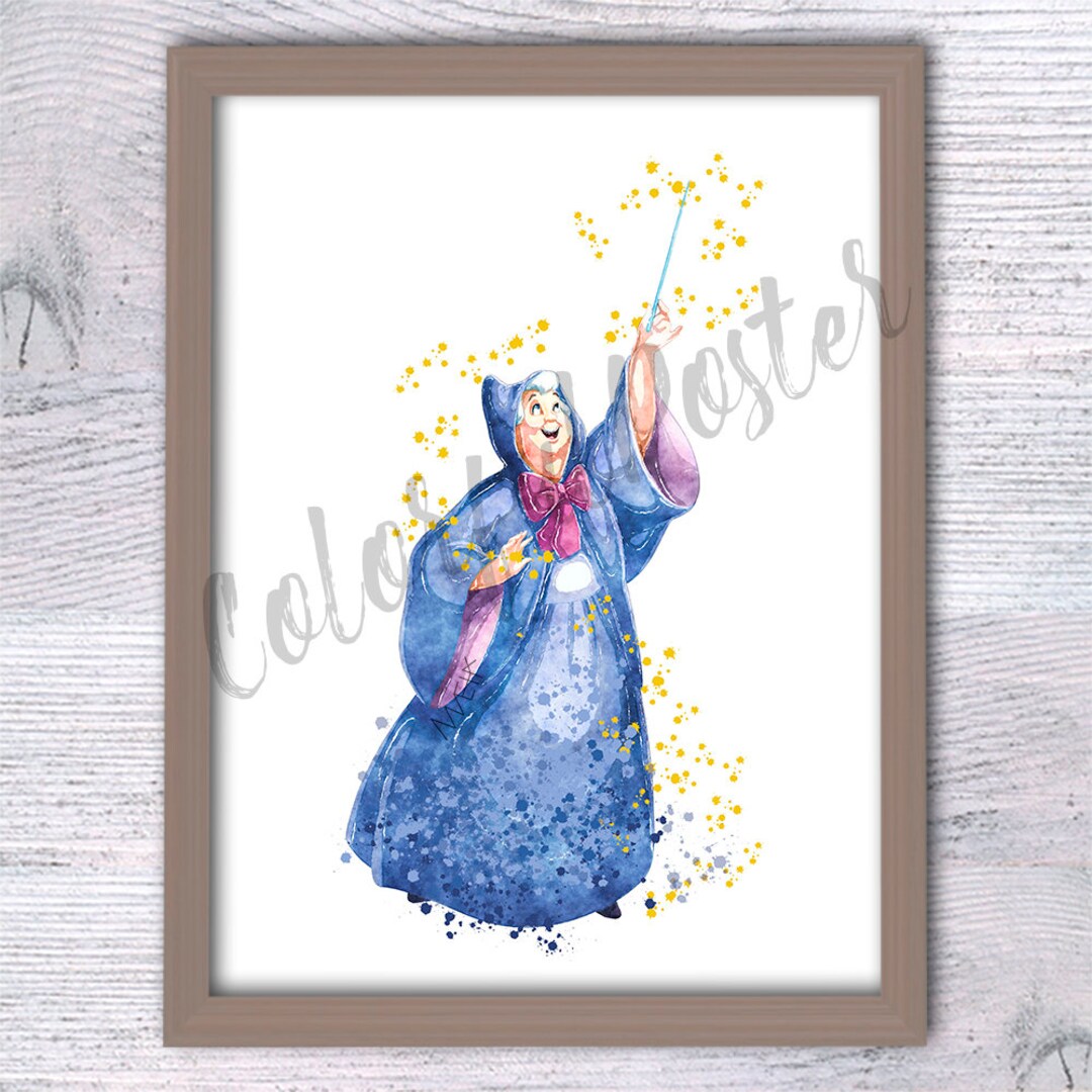 Cinderella Poster Fairy Godmother Print Wall Decor Baby Shower Etsy